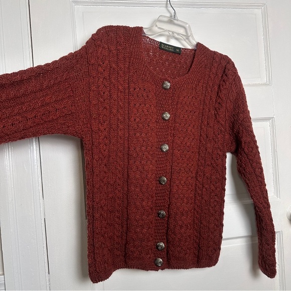 Blarney Woolen Mills Wool Cardigan Sweater Buttons Classic Fisherman Cable Knit - Picture 5 of 17